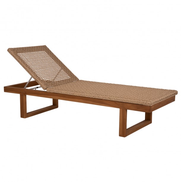 ΞΑΠΛΩΣΤΡΑ FB95993 TEAK ΞΥΛΟ ΚΑΙ ΣΧΟΙΝΙ VIRO ΣΕ ΠΛΕΞΗ WICKER 191x65x86Yεκ. 0