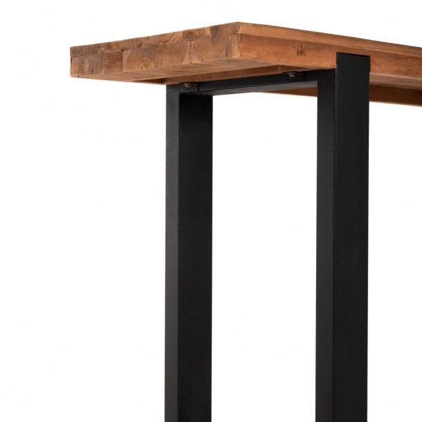 ΚΟΝΣΟΛΑ FB99800 ΑΝΑΚΥΚΛΩΜΕΝΟ ΞΥΛΟ TEAK-ΜΑΥΡΕΣ ΜΕΤΑΛΛΙΚΕΣ ΒΑΣΕΙΣ 240x50x90Yεκ 6