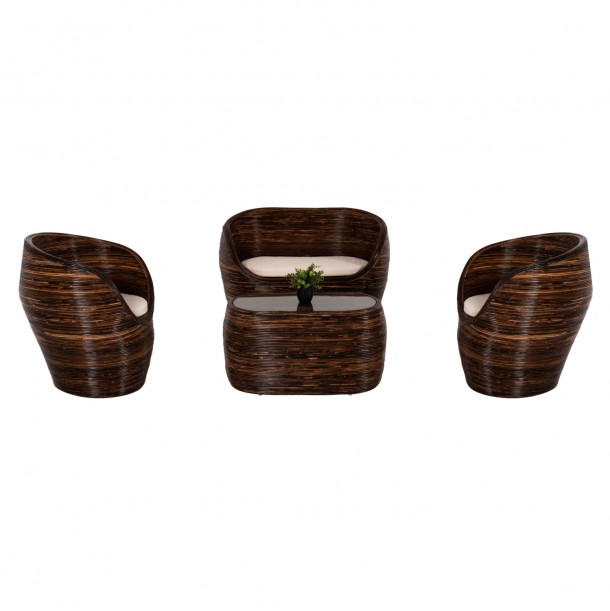 ΣΕΤ ΣΑΛΟΝΙ ΕΞΩΤ.ΧΩΡΟΥ HOMEN FB96109.02 4TMX ΚΑΦΕ RATTAN-ΓΥΑΛΙ 4