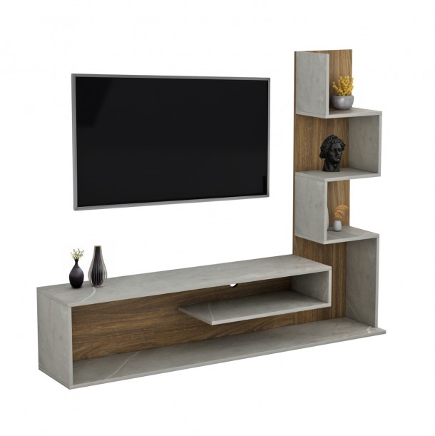 ΣΥΝΘΕΤΟ ΤΗΛΕΟΡΑΣΗΣ FB98908.14 ΜΕΛΑΜΙΝΗ ΓΚΡΙ STONE TEXTURE-ΦΥΣΙΚΟ 149,5x29,5x120,8Υεκ. 0