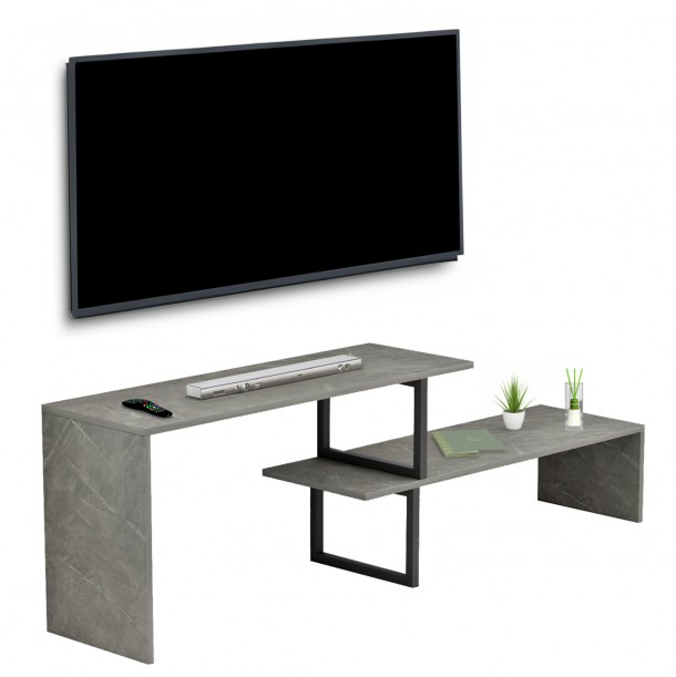 ΕΠΙΠΛΟ ΤΗΛΕΟΡΑΣΗΣ ΕΠΕΚΤ. FB98892.11 ΜΕΛΑΜΙΝΗ GREY STONE TEXTURE 160x30x45Υεκ. 0