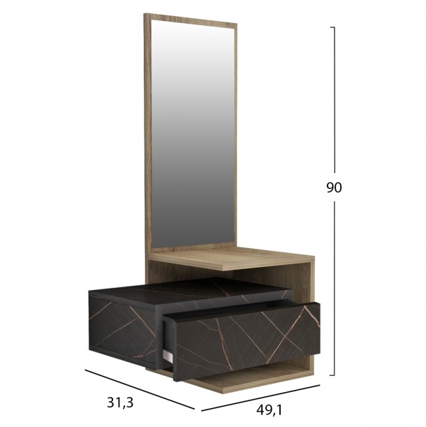 ΕΠΙΠΛΟ ΕΙΣΟΔΟΥ-ΚΑΘΡΕΠΤΗΣ FB98984.13 ΜΕΛΑΜΙΝΗ BLACK MARBLE-ΦΥΣΙΚΟ 49,1x31,3x90Υ 1