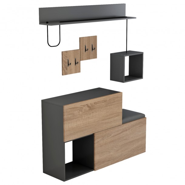 ΕΠΙΠΛΟ ΕΙΣΟΔΟΥ FB98957.11 ΜΕΛΑΜΙΝΗ ΣΕ SONAMA-ΓΚΡΙ 120x20x72Υ εκ. 4