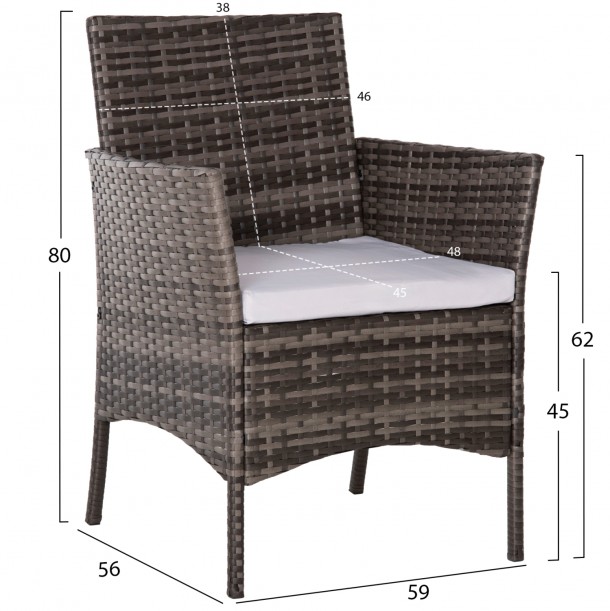ΣΕΤ ΣΑΛΟΝΙ 4ΤΜΧ FB96089.02 ΣΥΝΘ.RATTAN ΓΚΡΙ-ΜΠΕΖ ΜΑΞΙΛΑΡΙΑ 1