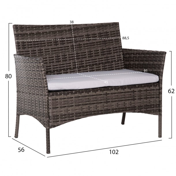 ΣΕΤ ΣΑΛΟΝΙ 4ΤΜΧ FB96089.02 ΣΥΝΘ.RATTAN ΓΚΡΙ-ΜΠΕΖ ΜΑΞΙΛΑΡΙΑ 2