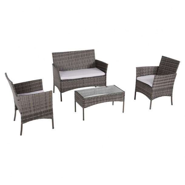 ΣΕΤ ΣΑΛΟΝΙ 4ΤΜΧ FB96089.02 ΣΥΝΘ.RATTAN ΓΚΡΙ-ΜΠΕΖ ΜΑΞΙΛΑΡΙΑ 0