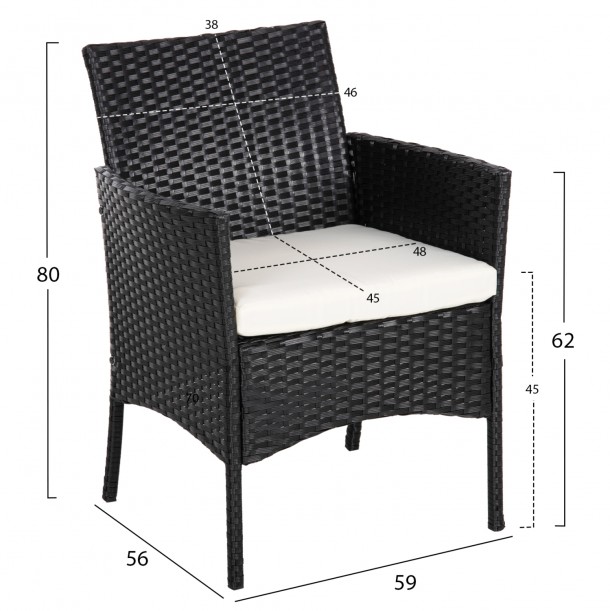 ΣΕΤ ΣΑΛΟΝΙ 4ΤΜΧ FB96089.04 ΣΥΝΘ.RATTAN ΜΑΥΡΟ-ΜΠΕΖ ΜΑΞΙΛΑΡΙΑ 1