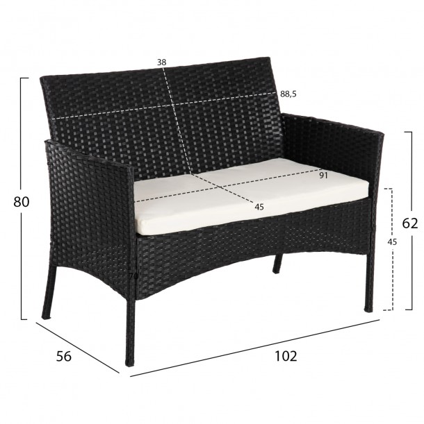 ΣΕΤ ΣΑΛΟΝΙ 4ΤΜΧ FB96089.04 ΣΥΝΘ.RATTAN ΜΑΥΡΟ-ΜΠΕΖ ΜΑΞΙΛΑΡΙΑ 2