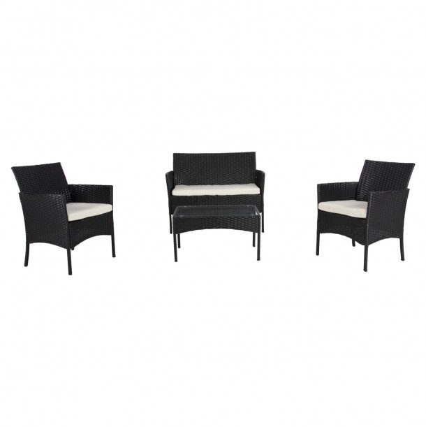 ΣΕΤ ΣΑΛΟΝΙ 4ΤΜΧ FB96089.04 ΣΥΝΘ.RATTAN ΜΑΥΡΟ-ΜΠΕΖ ΜΑΞΙΛΑΡΙΑ 5
