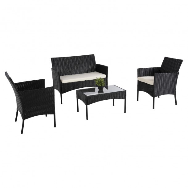 ΣΕΤ ΣΑΛΟΝΙ 4ΤΜΧ FB96089.04 ΣΥΝΘ.RATTAN ΜΑΥΡΟ-ΜΠΕΖ ΜΑΞΙΛΑΡΙΑ 0