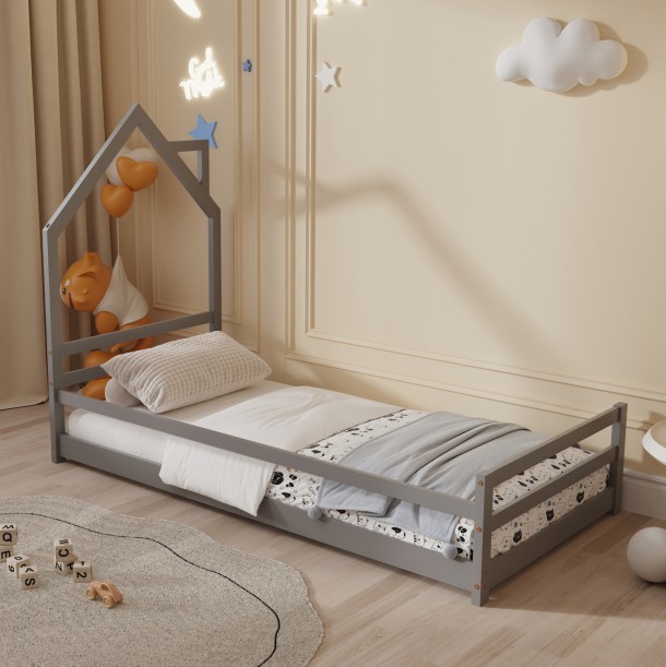 ΚΡΕΒΑΤΙ ΠΑΙΔΙΚΟ FB9676.05 τ.MONTESSORI ΞΥΛΟ ΠΕΥΚΟ ΓΚΡΙ- 190x90εκ 3
