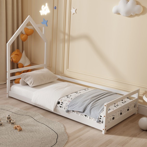 ΚΡΕΒΑΤΙ ΠΑΙΔΙΚΟ FB9676.03 τ.MONTESSORI ΞΥΛΟ ΠΕΥΚΟ ΛΕΥΚΟ- 190x90εκ 1