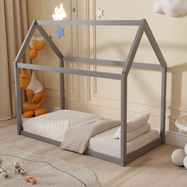 ΚΡΕΒΑΤΙ ΠΑΙΔΙΚΟ FB9677.05 τ.MONTESSORI ΞΥΛΟ ΠΕΥΚΟ ΓΚΡΙ- 190x90εκ 1