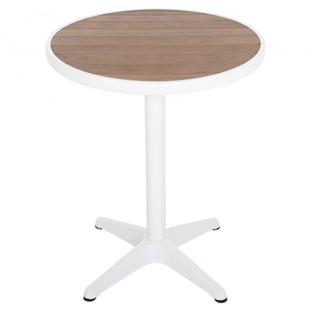 ΤΡΑΠΕΖΙ ΑΛΟΥΜΙΝΙΟΥ ΣΤΡΟΓΓΥΛΟ FB96086.02 ΛΕΥΚΟ-POLYWOOD TOP ΦΥΣΙΚΟ Φ60x73Υεκ. 2