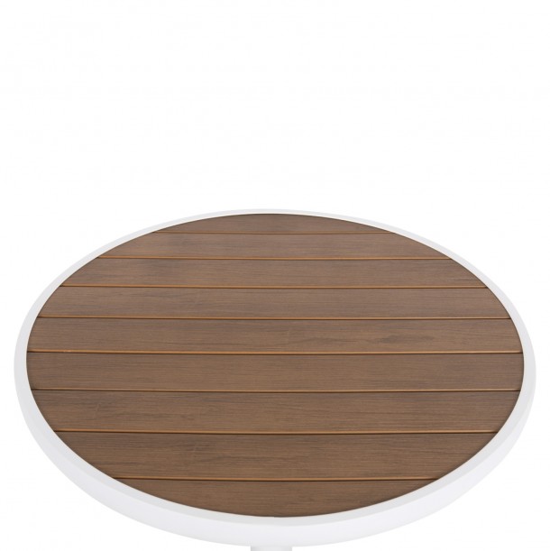 ΤΡΑΠΕΖΙ ΑΛΟΥΜΙΝΙΟΥ ΣΤΡΟΓΓΥΛΟ FB96086.02 ΛΕΥΚΟ-POLYWOOD TOP ΦΥΣΙΚΟ Φ60x73Υεκ. 3