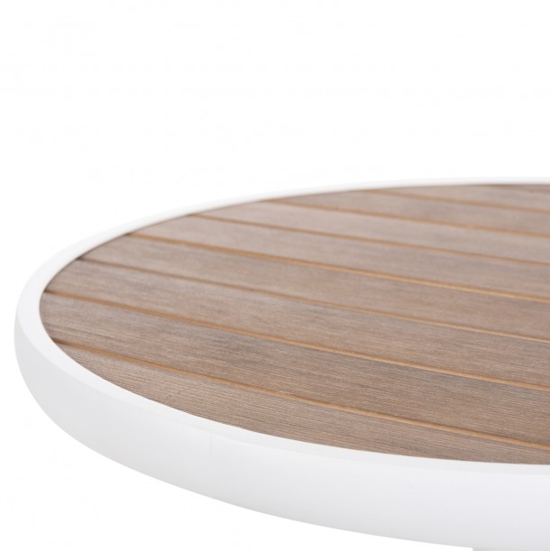 ΤΡΑΠΕΖΙ ΑΛΟΥΜΙΝΙΟΥ ΣΤΡΟΓΓΥΛΟ FB96086.02 ΛΕΥΚΟ-POLYWOOD TOP ΦΥΣΙΚΟ Φ60x73Υεκ. 4