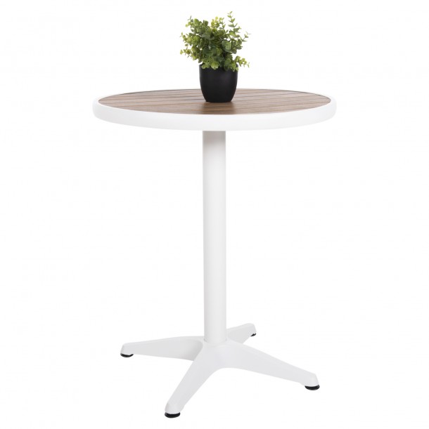ΤΡΑΠΕΖΙ ΑΛΟΥΜΙΝΙΟΥ ΣΤΡΟΓΓΥΛΟ FB96086.02 ΛΕΥΚΟ-POLYWOOD TOP ΦΥΣΙΚΟ Φ60x73Υεκ. 0