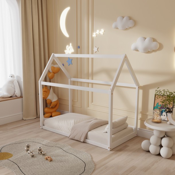 ΚΡΕΒΑΤΙ ΠΑΙΔΙΚΟ FB9677.03 τ.MONTESSORI ΞΥΛΟ ΠΕΥΚΟ ΛΕΥΚΟ- 190x90εκ 1