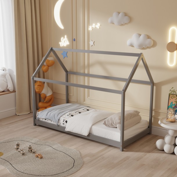 ΚΡΕΒΑΤΙ ΠΑΙΔΙΚΟ FB9678.05 τ.MONTESSORI ΞΥΛΟ ΠΕΥΚΟ ΓΚΡΙ- 140x70εκ 1