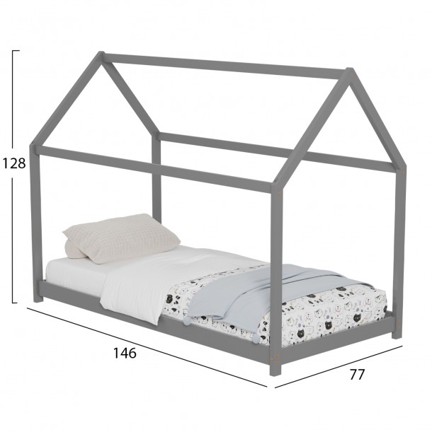 ΚΡΕΒΑΤΙ ΠΑΙΔΙΚΟ FB9678.05 τ.MONTESSORI ΞΥΛΟ ΠΕΥΚΟ ΓΚΡΙ- 140x70εκ 2
