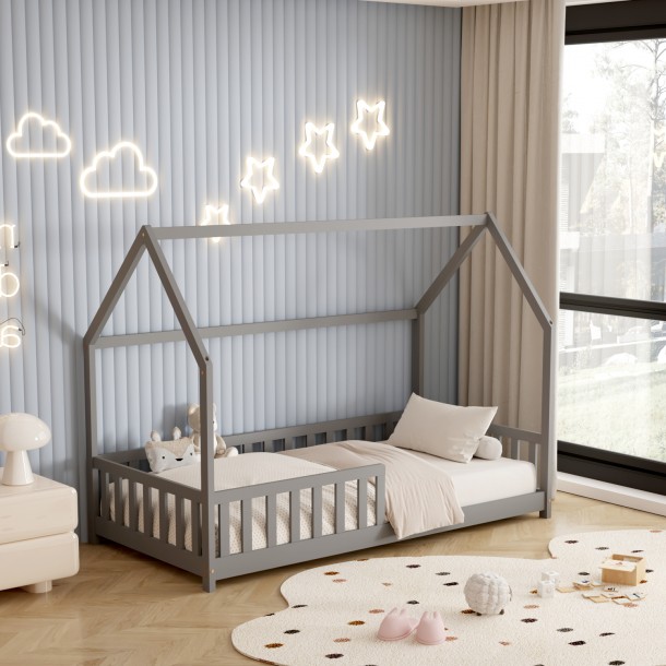 ΚΡΕΒΑΤΙ ΠΑΙΔΙΚΟ ΜΕ ΚΑΓΚΕΛΑ FB9679.05 τ.MONTESSORI ΞΥΛΟ ΠΕΥΚΟ ΓΚΡΙ-190x90εκ. 4