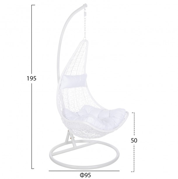 ΚΡΕΜΑΣΤΗ ΠΟΛΥΘΡΟΝΑ ΦΩΛΙΑ FB95996.03 ΜΕΤΑΛΛΟ-ΣΥΝΘ.RATTAN ΛΕΥΚΟ Φ95x195Υεκ. 1