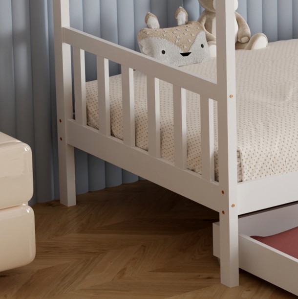 ΚΡΕΒΑΤΙ ΠΑΙΔΙΚΟ FB9680.03 τ.MONTESSORI-2 ΣΥΡΤΑΡΙΑ-ΞΥΛΟ ΠΕΥΚΟΥ ΛΕΥΚΟ-190x90εκ 5