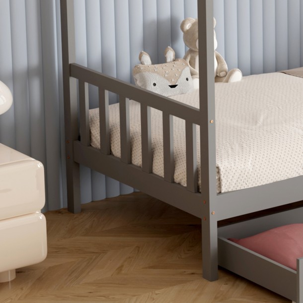 ΚΡΕΒΑΤΙ ΠΑΙΔΙΚΟ FB9680.05 τ.MONTESSORI-2 ΣΥΡΤΑΡΙΑ- ΞΥΛΟ ΠΕΥΚΟΥ ΓΚΡΙ-190x90εκ 5