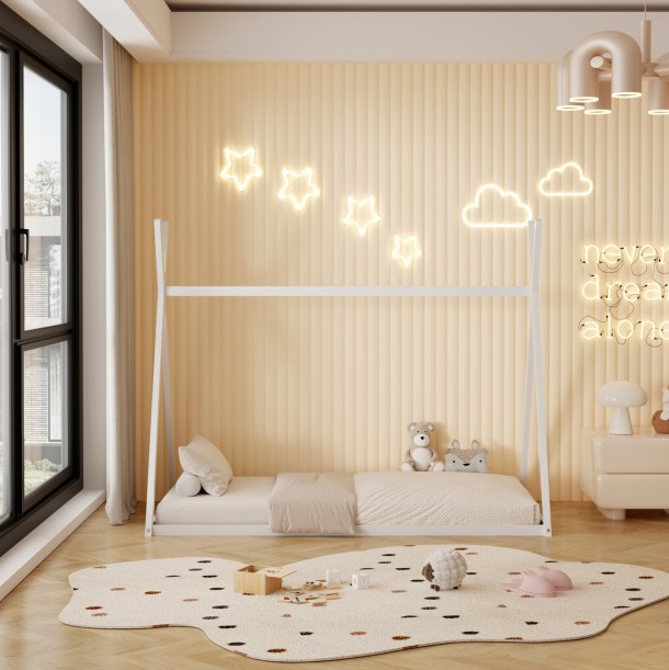 ΚΡΕΒΑΤΙ ΠΑΙΔΙΚΟ FB9681.03 τ.MONTESSORI ΜΑΣΙΦ ΞΥΛΟ ΠΕΥΚΟΥ ΛΕΥΚΟ0 190x90εκ 4