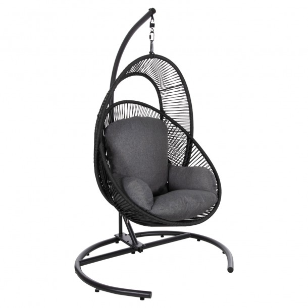 ΚΡΕΜΑΣΤΗ ΦΩΛΙΑ FB96083 ΜΑΥΡΟ ΜΕΤΑΛΛΟ ΚΑΙ ΣΥΝΘ.RATTAN-ΓΚΡΙ ΜΑΞΙΛΑΡΙ 120x110x190Υ 0