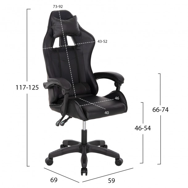 ΚΑΡΕΚΛΑ ΓΡΑΦΕΙΟΥ GAMING FB91194 ΜΑΥΡΟ PU-ΜΑΥΡΟ ΠΟΛΥΠΡΟΠΥΛΕΝΙΟ 59x69x125Υεκ. 1