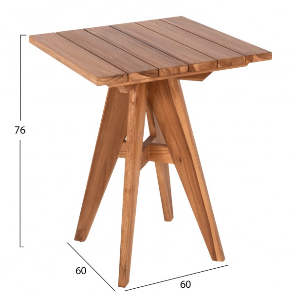 ΤΡΑΠΕΖΙ ΤΕΤΡΑΓΩΝΟ FB99860.11 ΜΑΣΙΦ ΞΥΛΟ ΤΕΑΚ 60x60x75Υεκ. 1