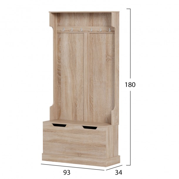 ΕΠΙΠΛΟ ΕΙΣΟΔΟΥ FB92475.01 ΜΕ ΚΡΕΜΑΣΤΡΕΣ&ΑΠΟΘ.ΧΩΡΟ-MDF ΣΕ ΣΟΝΑΜΑ 93x34x180Υεκ 1