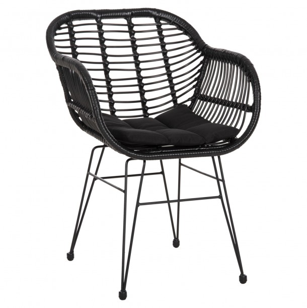 ΠΟΛΥΘΡΟΝΑ ΜΕ ΜΑΞΙΛΑΡΙ ΜΕΤΑΛΛΙΚΗ FB95450.32 ΜΕ WICKER ΜΑΥΡΟ 58x59x82Υεκ. 0