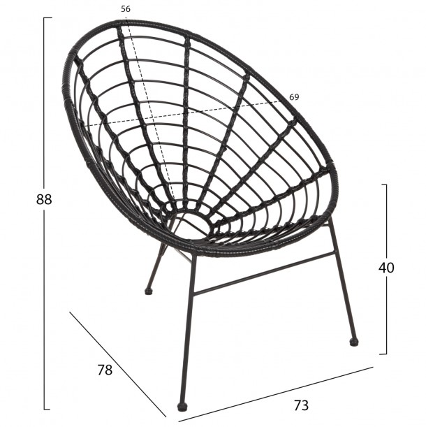 ΣΕΤ ΕΞΩΤΕΡΙΚΟΥ ΧΩΡΟΥ 3ΤΜΧ FB921047.12 ΜΑΥΡΟ ΣΥΝΘ.RATTAN & ΜΕΤΑΛΛΟ 2