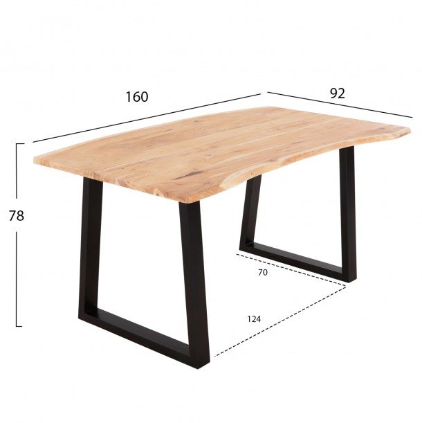 ΤΡΑΠΕΖΙ ΤΡΑΠΕΖΑΡΙΑΣ SOFIA SLIM FB98500.21 ΜΑΣΙΦ ΞΥΛΟ ΑΚΑΚΙΑΣ 160x92x78Υεκ. 1