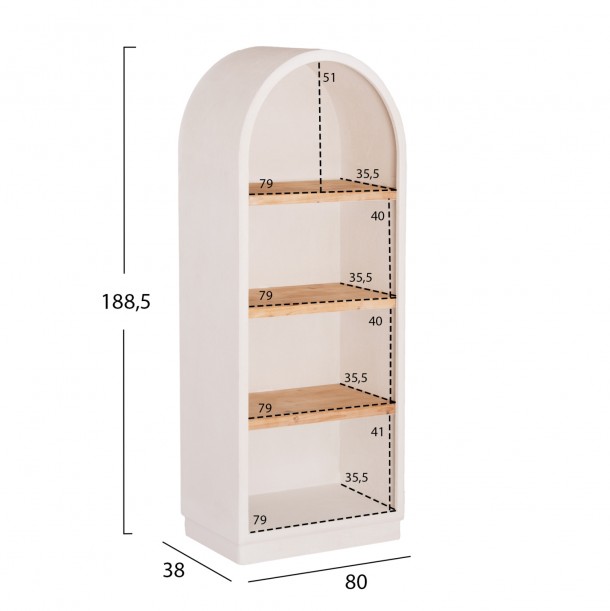 ΡΑΦΙΕΡA FB918044 MDF ΥΠΟΛΕΥΚΟ-ΡΑΦΙΑ ΞΥΛΟ ΕΛΑΤΟΥ ΦΥΣΙΚΟ 80x38x188,5Υεκ. 1