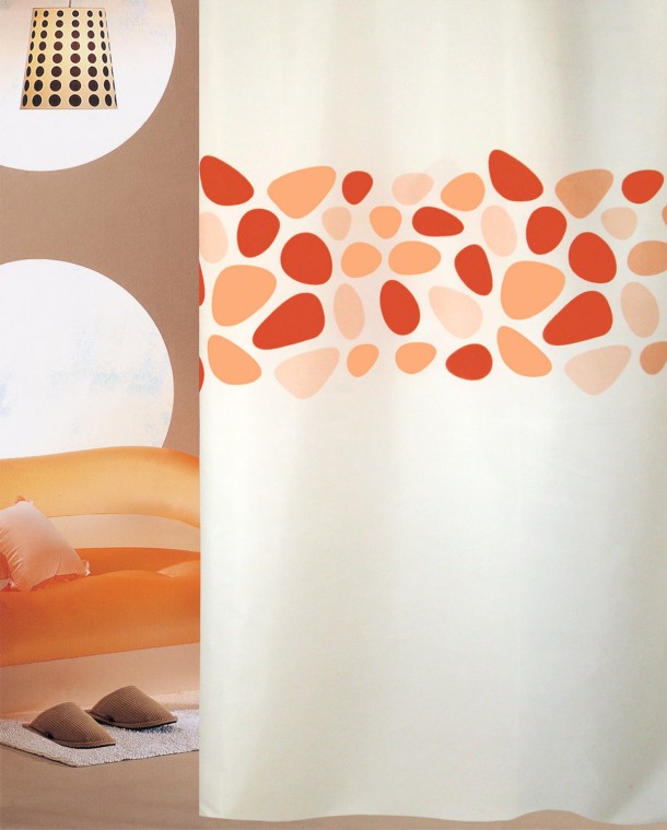 ΚΟΥΡΤΙΝΑ ΜΠΑΝΙΟΥ PEBBLES 180(Μ)X180(Υ) ΠΟΡΤΟΚΑΛΙ 0