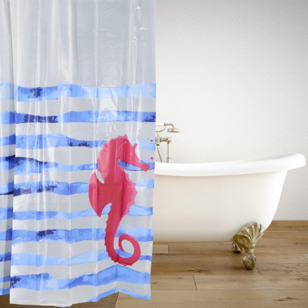 ΚΟΥΡΤΙΝΑ ΜΠΑΝΙΟΥ ΠΛΑΣΤΙΚΗ PEVA SEA HORSE 180(Μ)X180(Υ) 0