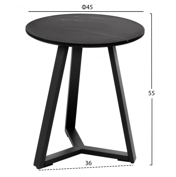 ΣΕΤ 2ΤΜΧ ΤΡΑΠΕΖΙΑ ΣΑΛΟΝΙΟΥ FB921090 MDF ΜΑΥΡΟ ΜΑΡΜΑΡΟ Φ80εκ & Φ45εκ 2