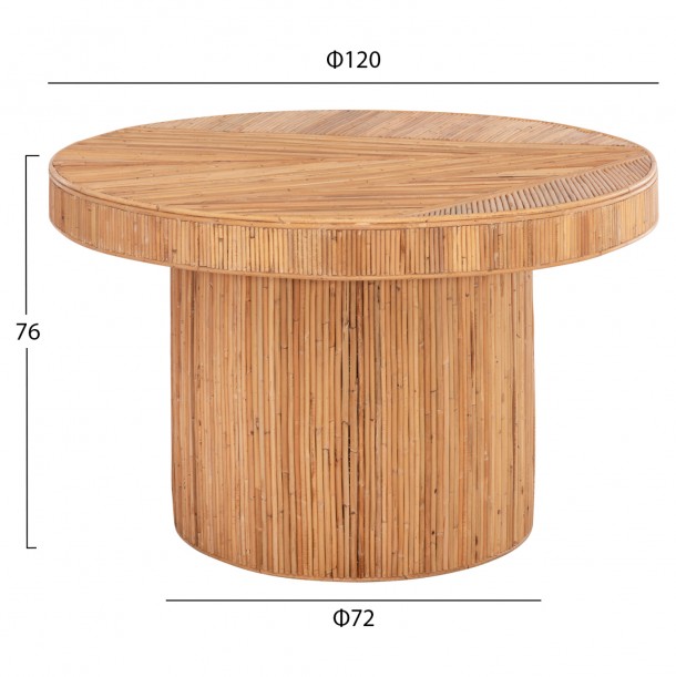 ΤΡΑΠΕΖΙ ΤΡΑΠΕΖΑΡΙΑΣ FB99884 ΦΥΣΙΚΟ RATTAN ΣΕ ΦΥΣΙΚΟ ΧΡΩΜΑ Φ120x76Υεκ. 1
