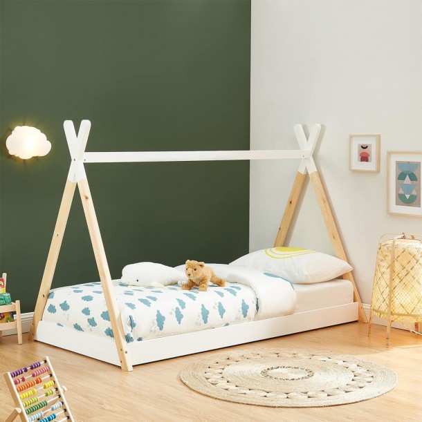 ΚΡΕΒΑΤΙ ΠΑΙΔΙΚΟ FB9699.03 τ.MONTESSORI ΞΥΛΟ ΠΕΥΚΟΥ ΦΥΣΙΚΟ-ΛΕΥΚΟ- 190x90εκ 1