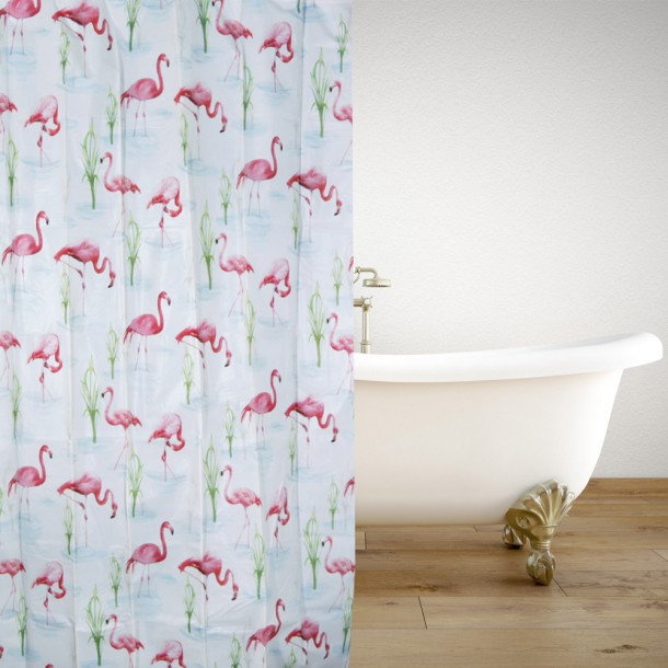 ΚΟΥΡΤΙΝΑ ΜΠΑΝΙΟΥ PEVA FLAMINGO 180(Μ)X180(Υ) 0