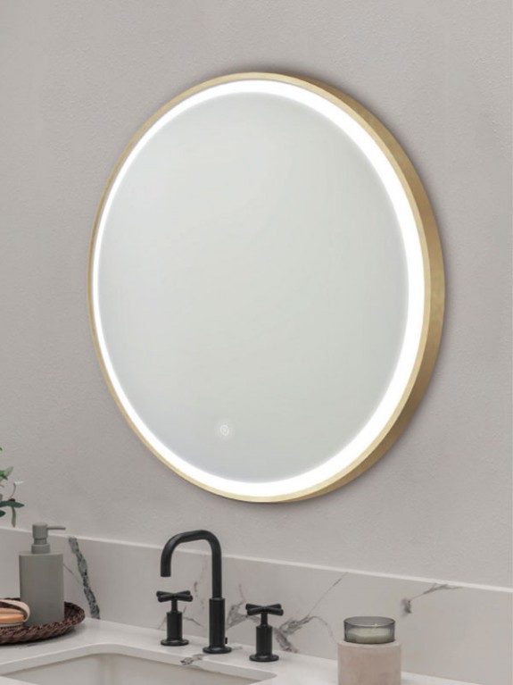 Καθρέπτης Μπάνιου Με LED Kolossos Rotondo Brushed Gold 0
