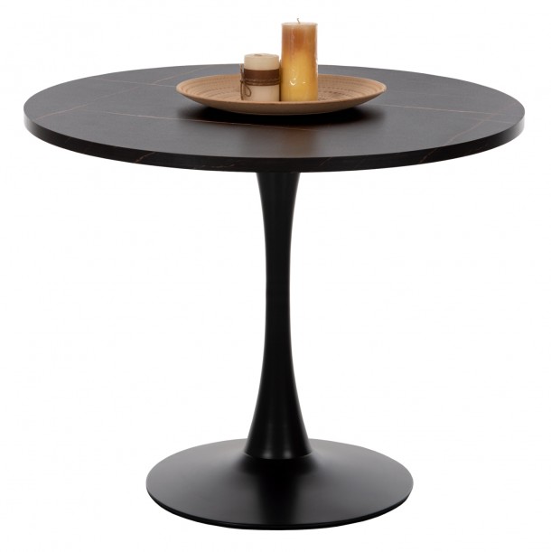 ΤΡΑΠΕΖΙ ΤΡΑΠΕΖΑΡΙΑΣ FB99421.12 ΣΤΡΟΓΓΥΛΟ BLACK MARBLE Φ90x74Υεκ. 0