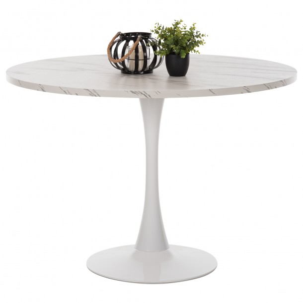 ΤΡΑΠΕΖΙ ΤΡΑΠΕΖΑΡΙΑΣ FB99422.11 ΣΤΡΟΓΓΥΛΟ WHITE MARBLE Φ120x74Yεκ. 0