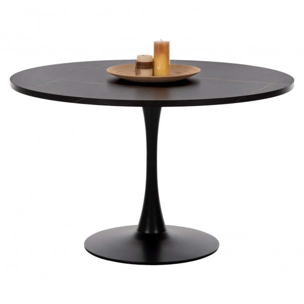 ΤΡΑΠΕΖΙ ΤΡΑΠΕΖΑΡΙΑΣ FB99422.12 ΣΤΡΟΓΓΥΛΟ BLACK MARBLE Φ120x74Yεκ. 0