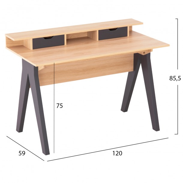 ΓΡΑΦΕΙΟ FB918290 ΜΕΛΑΜΙΝΗ ΣΕ SONAMA-ΓΚΡΙ 120x19-59x75-85,5ΥΥεκ. 1