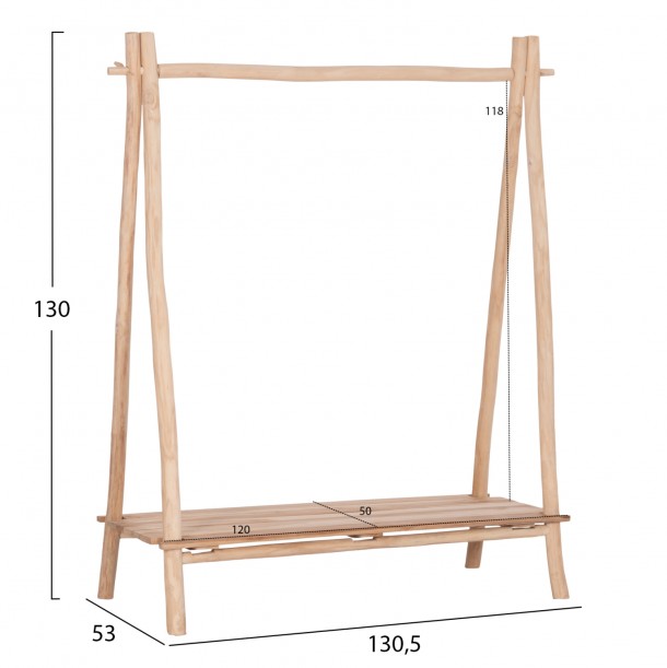 ΕΠΙΠΛΟ ΕΙΣΟΔΟΥ FB99911 ΚΛΑΔΙΑ ΞΥΛΟΥ TEAK-ΦΥΣΙΚΟ 130,5x53x152Υεκ. 1