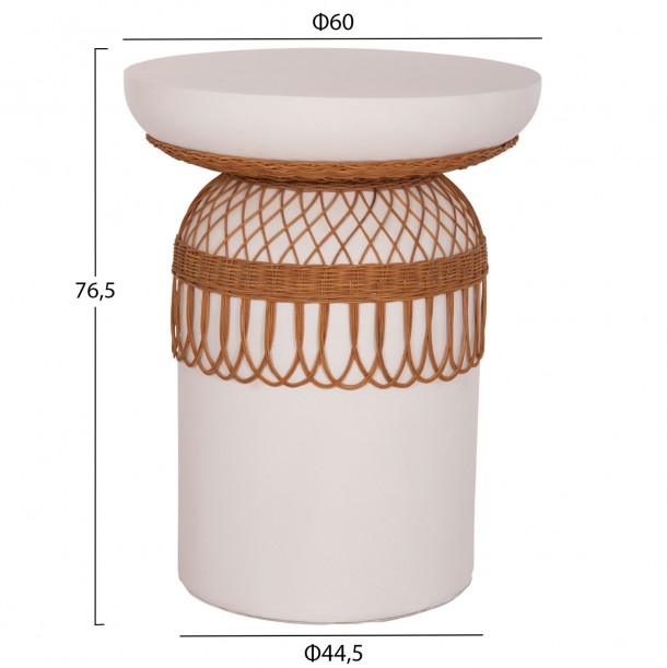 ΤΡΑΠΕΖΙ ΤΡΑΠΕΖΑΡΙΑΣ FB918159.02 FIBER CEMENT ΛΕΥΚΟ & RATTAN--Φ60x76,5Υεκ 1